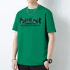 Camiseta de Algodón Puro para Hombre de Manga Corta Tendencia de Verano Cuello Redondo Tops Camisa Básica de Algodón Manga Media con Estampado de Letras Trendy