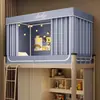 Mosquitero y Cortina para Litera de Dormitorio Estudiantil con Diseño de Tres Puertas Bloqueador de Luz, Soporte para Cortina de Cama de Dormitorio, Mosquitero Extensible a Prueba de Polvo