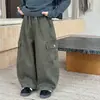 TongKu 2026 Guapos Invierno Nuevo Estilo Niños Versión Coreana Retro Más Terciopelo Pantalones Cargo Chicos Pequeños y Medianos Pantalones Largos Cálidos Modernos