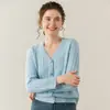 Nuevo cárdigan de cachemir para bebé de otoño e invierno para mujer, abrigo suéter acanalado de cuello en V, top exterior holgado de cachemir