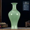 Vaso de cerâmica de Jingdezhen com esmalte celadon, arranjo de flores estilo chinês novo, decoração para casa para sala de estar, prateleira de exposição, hall de entrada e rack de TV
