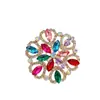 Broche de Flor de Pedra Colorida Oca da Indústria Pesada Pino de Liga com Strass Acessórios para Terno Casaco Qipao Vestido Formal Corsage