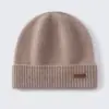 Chapéu feminino de cashmere, 100% cashmere puro, versátil, para clima frio, cobre-orelhas, chapéu de tricô, chapéu para atividades ao ar livre, chapéu de tricô casual
