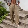 2026 Europeu e Americano Transfronteiriço Amazon Verão Respirável Algodão e Linho Masculino Solto Casual Esportivo Linho Calça Reta
