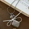 Bolso de Corazón Tejido Collar con Lazo Ins Moda Simple Cadena Versátil para Clavícula Cadena de Suéter de Nicho de Gama Alta