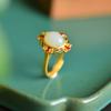 Estilo Chinês Corrente Nacional Artesanato em Esmalte Conjunto de Prata S925 Anel de Jade Hetian HTYR031