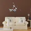 Relógio de parede espelhado de acrílico para sala de estar e quarto adesivos de parede espelhados digitais criativos adesivos de parede de pássaros do amor relógio