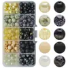 Contas redondas de doce 8MM de importação em caixa de 10 compartimentos, contas de vidro coloridas em blocos, acessórios para joias DIY, materiais para colares e pulseiras