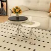Mesa auxiliar redonda pequeña minimalista, mesita de café pequeña estilo vintage ins, mesa de esquina para sofá de madera maciza para sala de estar, mesita de noche creativa nórdica