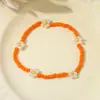 Pulsera de Cuentas de Arroz Pulsera de Flores Estilo Ins Personalizada Retro Europea y Americana Cuerda Elástica Pulsera de Margarita con Cuentas Pulsera Versátil