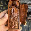 Artesanato Cultural Taoísta da Montanha Longhu Amuleto de Madeira de Jujuba Fulminada Amuleto de Jiang Taigong Escultura em Madeira Maciça Escultura Fina em Ambos os Lados