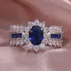 Anillo de Exportación Cao Shi Shein Estilo Europeo y Americano para Mujer, Accesorios Ovalados con Circonita Microincrustada de Flor, Anillo Único de Cena de Alta Gama