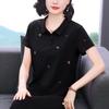 Camiseta de Verão de Manga Curta para Mãe Camisa Polo Feminina Redutora de Idade Nova Moda Estilo Ocidental Top Casual para Meia-idade e Idosos