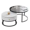 Mesa de centro de losa de roca, sala de estar, mesa redonda pequeña simple, estilo moderno de lujo ligero, diseño popular, adecuada para apartamentos pequeños, muebles de mesa de centro