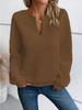 Comércio Exterior Outono Novo Amazon Europa e América Cross-border Feminino Cor Sólida Decote em V Profundo Costura Manga Longa Moletom Casual Feminino