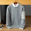 Estilo Coreano Novo Outono e Inverno Cashmere Masculino Gola Redonda Combinação de Cores Espessado Suéter Básico Solto Casual Jovem Pulôver de Tricô