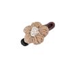 Horquilla de lana marrón leche para otoño e invierno, horquilla de punto con flores, horquilla para mujer, pinza de pico de pato de peluche, pinza para la cabeza, accesorio para la cabeza