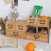 Casillero de madera maciza estilo natural con seis cajones, estilo japonés, caja de almacenamiento retro para artículos diversos de escritorio