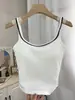 Camisola de Algodão Bambu Tencel Colete Pequeno com Acabamento em Renda com Bojos Decote Quadrado Color Blocking Camada Base Pode Ser Usada por Fora Costas Bonitas Roupa Íntima Feminina