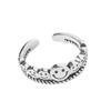Anillo abierto de sonrisa de la suerte para mujer, anillo de carita sonriente de plata lisa retro igual al de la red, anillo ins de la Puerta Este al por mayor