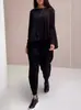 Conjunto de Pantalones Casuales de Color Sólido Deportivos Modernos con Cordones y Múltiples Bolsillos de Moda Otoño 2024 de Comercio Exterior Europeo y Americano