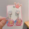 Aretes para Niñas, Clip para Oreja, Aretes Indoloros para Niñas Perforadas, Joyería de la Princesa Elsa, Lindos Aretes de Juguete para Niñas Pequeñas