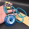 Collar de Cera de Abejas Ámbar Azul Flor Floreciendo Riqueza Gota de Agua Colgante de Flor Collar Largo Colgante Joyería para Parejas Hombres y Mujeres