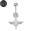 F136 Titanio Ángel Incrustado Zircón Anillo para Ombligo Material G23 Joyería para Perforación de Ombligo Venta al por Mayor Transfronteriza