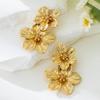 Aretes de Flores Transfronterizos Europeos y Americanos Personalizados Modernos Multicolor de Doble Capa con Colgante de Perla Aretes de Flores Exagerados con Temperamento
