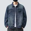 Jaqueta jeans masculina, marca da moda, corte solto, novo estilo primavera 2026, jaqueta de trabalho casual americana, modelo masculino primavera e outono