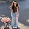 Conjunto de Verano para Niñas 2026 Nueva Moda Infantil Chaleco Ropa de Verano Estilo Coreano Conjunto de Mezclilla para Niñas Sensación de Alta Gama