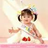Diadema Sombrero de Cumpleaños Cinta para Fiesta para Niñas Pequeñas y Niños, Cinta Ceremonial con Ambiente Festivo, Accesorios para Fotos, Palitos Retorcidos Hechos a Mano