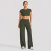 Conjunto Esportivo de Manga Curta com Costas Nuas Transfronteiriço para Mulheres com Bojos Top Fitness Roupa Esportiva ao Ar Livre Roupa de Yoga