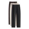 Calça de Lã de Ovelha Estilo Tubo Feminina Outono e Inverno Nova Engrossada Quente Moda Versátil Reta Cintura Alta Emagrecedora Calça Casual