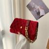 Bolsa Simples de Camurça Feminina 2021 Nova Inverno Diamante Pequena Bolsa de Ombro Estilo Ocidental Corrente Transversal Pequena Bolsa Quadrada