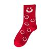 Calcetines rojos para niños del año del dragón Año Nuevo oso letra caricatura otoño e invierno media pantorrilla moda calcetines para niños y niñas al por mayor