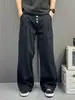 Pantalones cargo de cinco botones estilo coreano para hombre, diseño plisado, corte holgado, sensación de alta gama, pantalones casuales de pierna recta modernos y versátiles