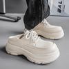 Zapatos Casuales de Cuero sin Cordones de Nuevo Estilo Otoñal para Hombre, Zapatos para Hombre de Suela Gruesa que Aumentan la Altura, Zapatos Derby de Punta Ancha Estilo Británico