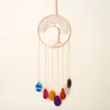 Atrapasueños árbol de la vida de cristal natural, colgante de rodaja de ágata, adorno de campanilla de viento, decoración de pared para el hogar, adorno colgante de cristal