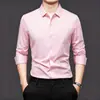 Camisa Blanca de Manga Larga para Hombre de Gama Alta Tallas Grandes Estilo Coreano Camisa Casual de Moda Camisa de Alta Elasticidad para Hombre Sin Planchar