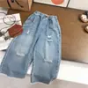 Camiseta sin mangas de verano para niña con flor tridimensional, Camiseta interior morada fina sin mangas, Jeans rotos estilo coreano para niña