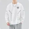 Sudadera de hombre con forro polar otoño e invierno cuello redondo sin capucha manga larga camiseta interior para hombre top casual versátil holgado ropa de hombre