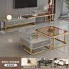 Mesa de Café de Piedra Sinterizada Sala de Estar Hogar Moderno Minimalista Apartamento Pequeño 2026 Nueva Mesa de Café Cuadrada de Vidrio Apartamento Pequeño