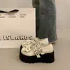 Sapatos Birkenstock Femininos com Sola Grossa de 7CM e Laço Outono 2026 Novo Estilo Pequenos Aumentam a Altura Sapatos Pequenos de Couro Sapatos Mary Jane Sapatos de Salto Único