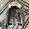 Gejia Novo 01 Jaqueta de Voo Curta Canadense Parka de Casal com Capuz Gola de Pelo Jaqueta de Penas Proteção contra Frio