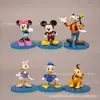 6 Muñecos de la Casa de Mickey Mouse Minnie Pato Donald Goofy Perro Modelo de Oficina Hecho a Mano Adorno de Coche de Dibujos Animados