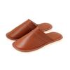 Pantuflas de Cuero Haining para Mujer, Pantuflas de Cuero para Interior Primavera y Otoño, Pantuflas de Algodón Antideslizantes para Hombre, Cuero Puro con Patrón de Grano de Uva