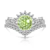 Anillo Corona de Flores Corte Fuego Artificial Diamante de Alto Carbono Más Vendido en Xiaohongshu para Mujeres, Incrustado con Gemas de Colores y Circonita, Venta Directa en Transmisión en Vivo