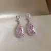 Condensación del Rocío Matutino~Aretes de Gota de Agua de Circonia Aguja de Plata Estilo Vintage Retro Exquisitos Pendientes Pendientes de Diseño Único para Mujeres
