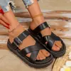 2025 Sandalias de Plataforma Gruesa de Verano Europeas y Americanas para Mujer Moda Banda Única Hebilla Plataforma de Playa Sandalias Transfronterizas para Mujer
